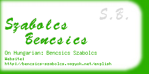 szabolcs bencsics business card